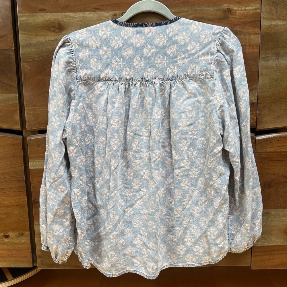 Dylan Los Angeles Blue Peasant Blouse, Size Small - Picture 2 of 11